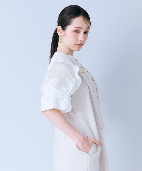 ブラウス シャツ ローズスリーブブラウス レディースの画像