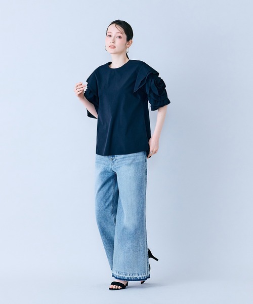 ブラウス シャツ ローズスリーブブラウス レディースの画像