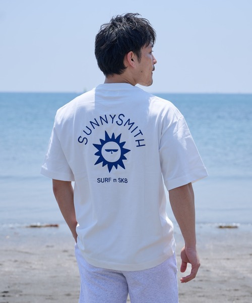 Sunny Smith tシャツ キャラクターアーチロゴ両面刺繍Tシャツ メンズ 