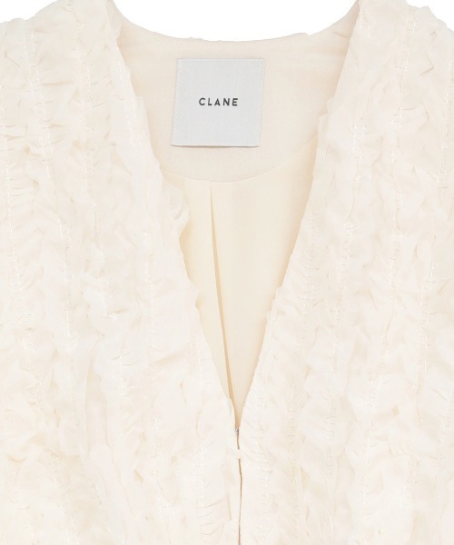 カーディガン CLANE/クラネ/TOP STITCHED FRILL BOLERO レディース メンズの画像