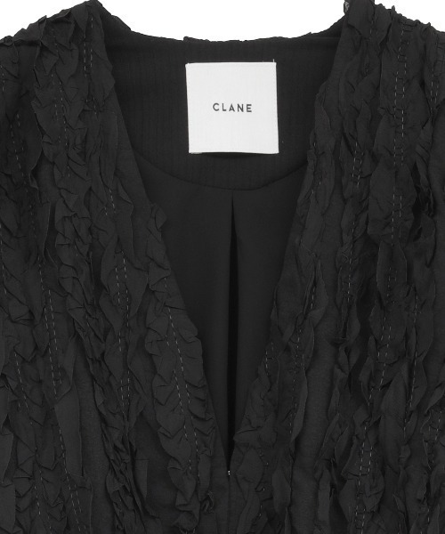 カーディガン CLANE/クラネ/TOP STITCHED FRILL BOLERO レディース メンズの画像