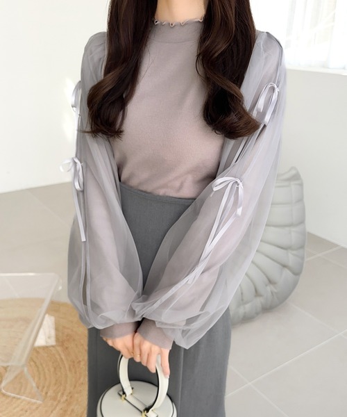 「mily bilet」 長袖カットソー X-LARGE チャコールグレー レディース_画像4