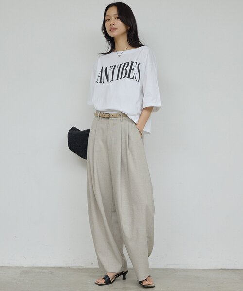 tシャツ オフショルロゴカットソー レディースの画像