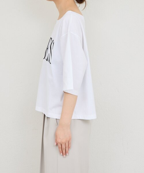tシャツ オフショルロゴカットソー レディースの画像