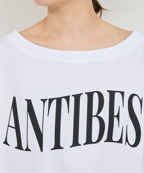tシャツ オフショルロゴカットソー レディースの画像