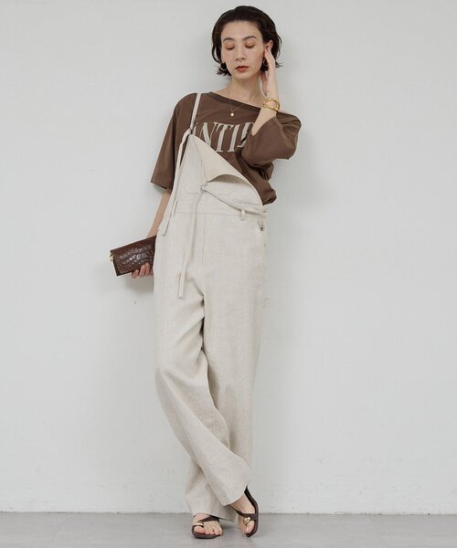 tシャツ オフショルロゴカットソー レディースの画像