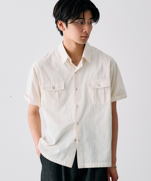 Adoon plain シャツ 半袖 RING SNAP BUTTON BASIC SHIRT / リング 