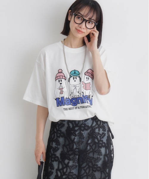 Right-on（ライトオン） tシャツ 「HONEYSUCKLE ROSE」おばけプリント