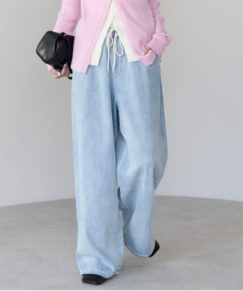 「pocket」 デニムパンツ M ライトブルー レディース_画像4