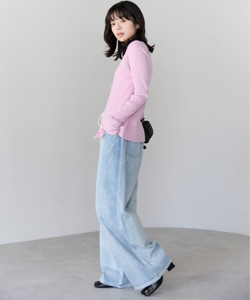 「pocket」 デニムパンツ M ライトブルー レディース_画像7