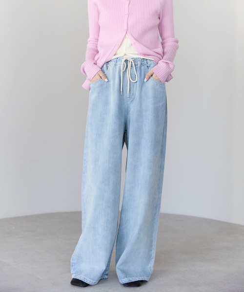 「pocket」 デニムパンツ M ライトブルー レディース_画像9
