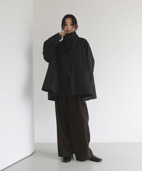 hellam（ヘラム） トレンチコート コート スタンドカラーケープ