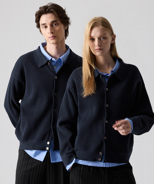 CLEL（クレイル） カーディガン 「CLEL」Basic Rib Knit Shirt