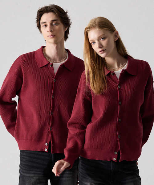 CLEL（クレイル） カーディガン 「CLEL」Basic Rib Knit Shirt