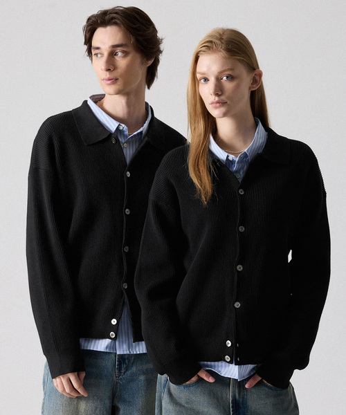 CLEL（クレイル） カーディガン 「CLEL」Basic Rib Knit Shirt