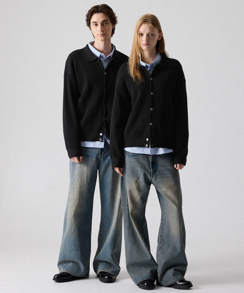 CLEL（クレイル） カーディガン 「CLEL」Basic Rib Knit Shirt