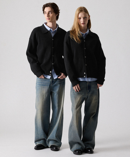 CLEL（クレイル） カーディガン 「CLEL」Basic Rib Knit Shirt