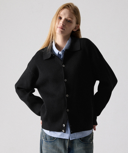 CLEL（クレイル） カーディガン 「CLEL」Basic Rib Knit Shirt