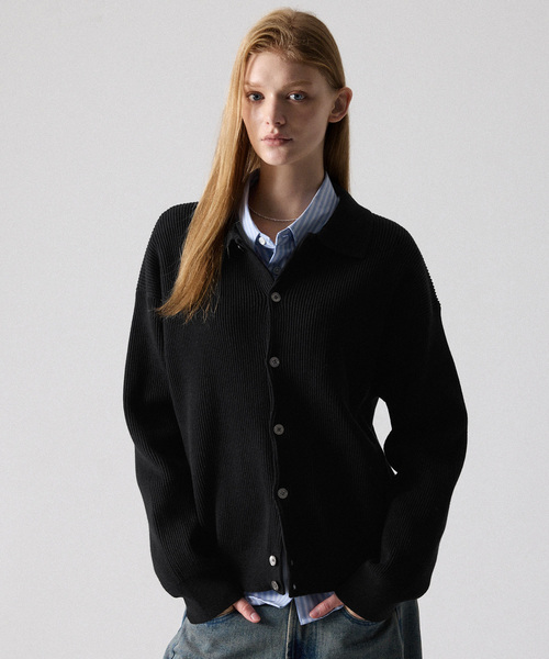 CLEL（クレイル） カーディガン 「CLEL」Basic Rib Knit Shirt