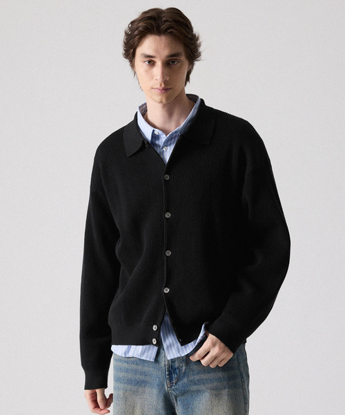CLEL（クレイル） カーディガン 「CLEL」Basic Rib Knit Shirt