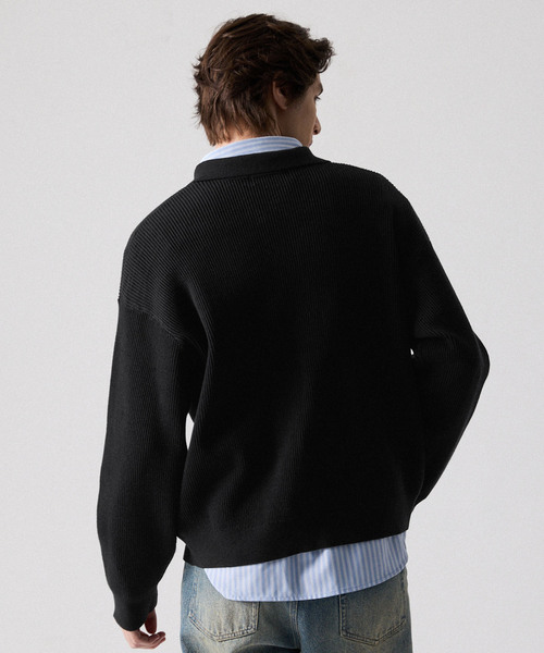 CLEL（クレイル） カーディガン 「CLEL」Basic Rib Knit Shirt