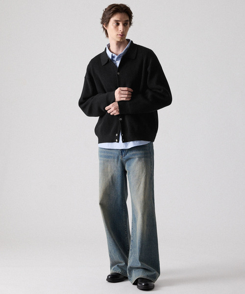 CLEL（クレイル） カーディガン 「CLEL」Basic Rib Knit Shirt