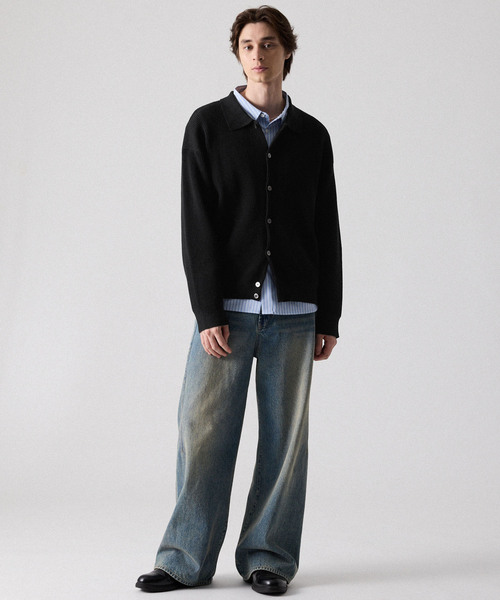 CLEL（クレイル） カーディガン 「CLEL」Basic Rib Knit Shirt
