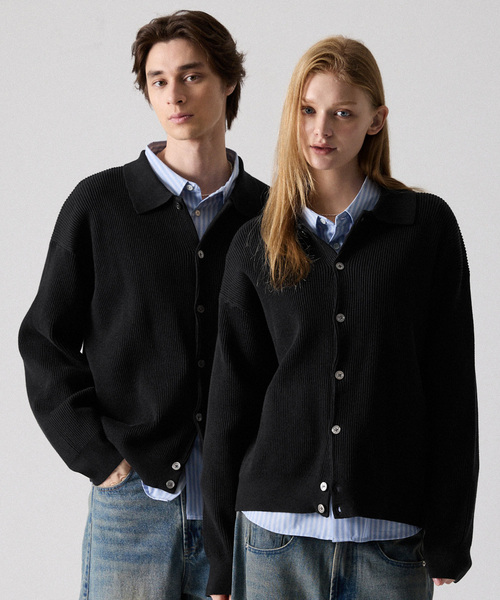 CLEL（クレイル） カーディガン 「CLEL」Basic Rib Knit Shirt