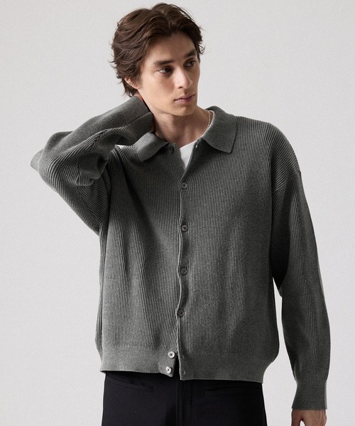 CLEL（クレイル） カーディガン 「CLEL」Basic Rib Knit Shirt