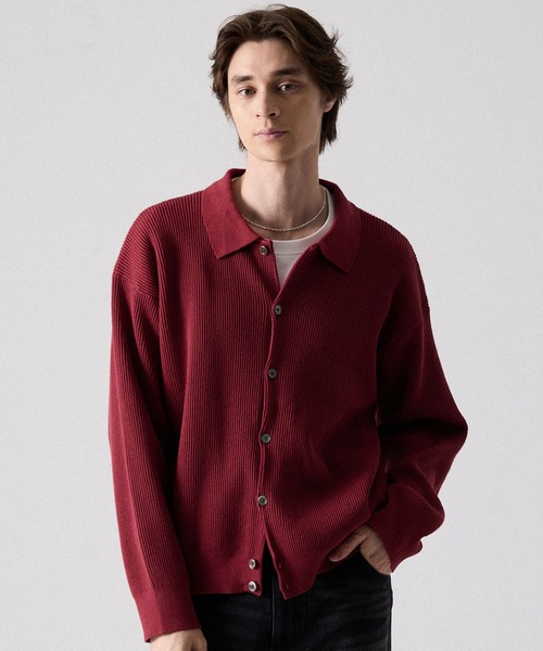 CLEL（クレイル） カーディガン 「CLEL」Basic Rib Knit Shirt