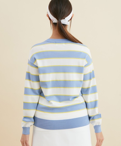 JUN&ROPE'（ジュンアンドロペ） ニット セーター ロゴ入りボーダー長袖