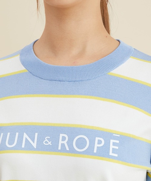 JUN&ROPE'（ジュンアンドロペ） ニット セーター ロゴ入りボーダー長袖