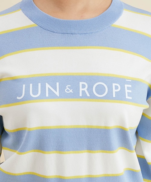 JUN&ROPE'（ジュンアンドロペ） ニット セーター ロゴ入りボーダー長袖