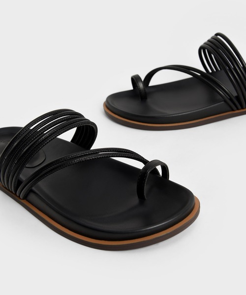 CHARLES&KEITH ストレッチ ストラッピーフラットサンダル/送料込 CHARLES & KEITH｜ストレッチ ファブリックストラッピーフラット