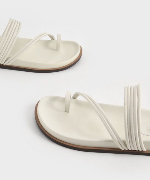 CHARLES&KEITH ストレッチ ストラッピーフラットサンダル/送料込 CHARLES & KEITH｜ストレッチ ファブリックストラッピーフラット