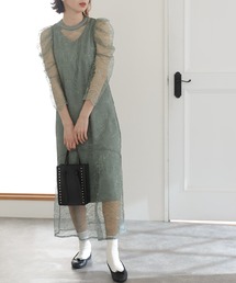 atlo ドレス パワーショルダー パーティードレス 大きいサイズ七分袖