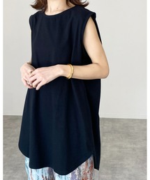 She's Closet tシャツ 肩タックノースリーブロング丈Tシャツチュニック