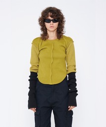 VIAVANDA BICOLOR EXTRA LONG SLEEVE RIB TOP レディース