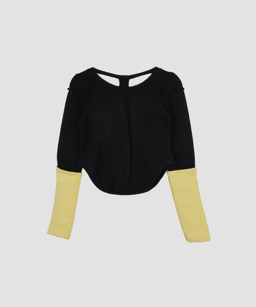 VIAVANDA BICOLOR EXTRA LONG SLEEVE RIB TOP レディース