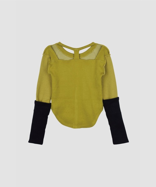 VIAVANDA BICOLOR EXTRA LONG SLEEVE RIB TOP レディース