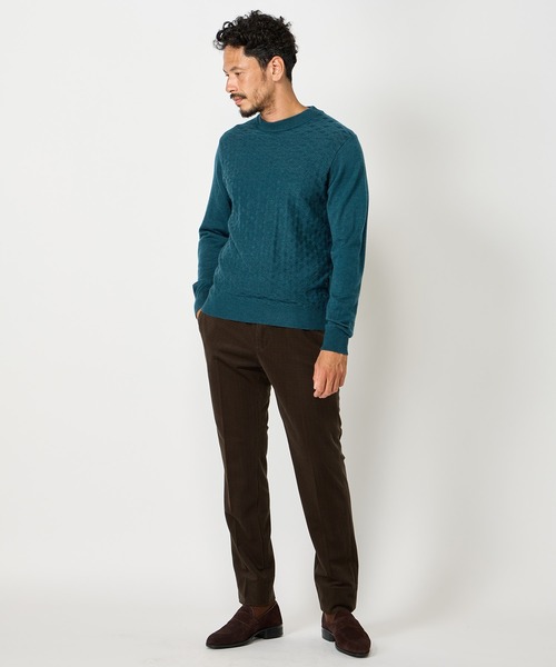 MEN'S BIGI セーター ニット ランダムヘリンボン編み12Gジャ