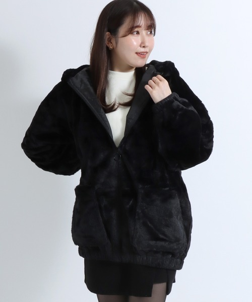 ブルゾン アウター フェイクファー ジップアップパーカー ジャケット