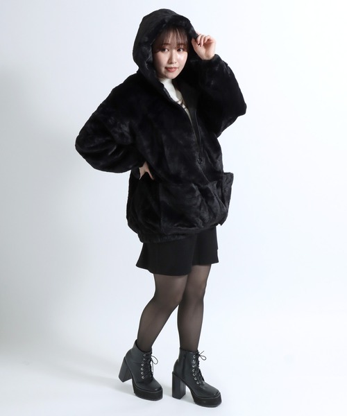 ブルゾン アウター フェイクファー ジップアップパーカー ジャケット