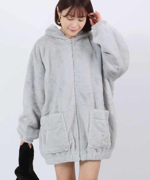 ブルゾン アウター フェイクファー ジップアップパーカー ジャケット