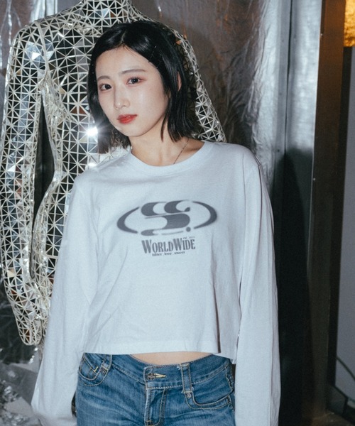 [コードグラフィー] (Woman)WAVE Logo Symbol Crop Long Sleeve codegraphy tシャツ (WOMAN) WAVE Symbol Crop Long SLEEVE