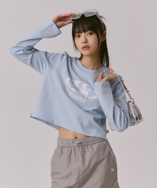 [コードグラフィー] (Woman)WAVE Logo Symbol Crop Long Sleeve codegraphy tシャツ (WOMAN) WAVE Symbol Crop Long SLEEVE