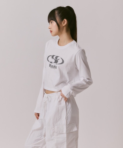 [コードグラフィー] (Woman)WAVE Logo Symbol Crop Long Sleeve codegraphy tシャツ (WOMAN) WAVE Symbol Crop Long SLEEVE