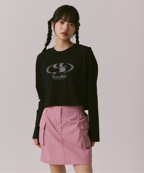 [コードグラフィー] (Woman)WAVE Logo Symbol Crop Long Sleeve codegraphy tシャツ (WOMAN) WAVE Symbol Crop Long SLEEVE