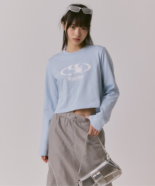 [コードグラフィー] (Woman)WAVE Logo Symbol Crop Long Sleeve codegraphy tシャツ (WOMAN) WAVE Symbol Crop Long SLEEVE