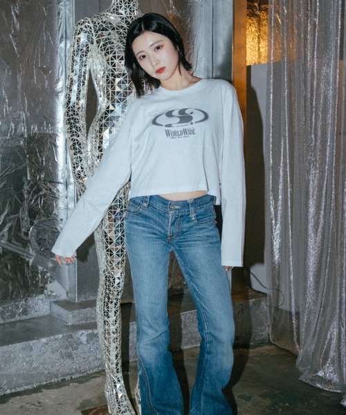 [コードグラフィー] (Woman)WAVE Logo Symbol Crop Long Sleeve codegraphy tシャツ (WOMAN) WAVE Symbol Crop Long SLEEVE